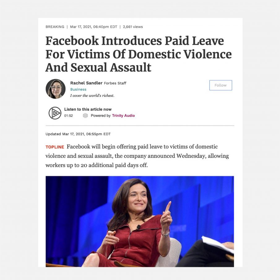 Facebook introduces 20-day paid leave policy for survivor-employees